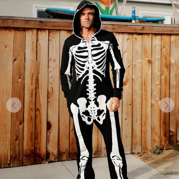 Tipsy Elves Mens Skeleton Costume Onesie Jumpsuit - XXXL - Brand New - Picture 1 of 4